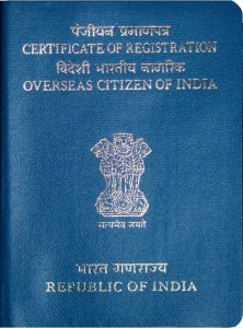 The cover of an OCI certificate of registration